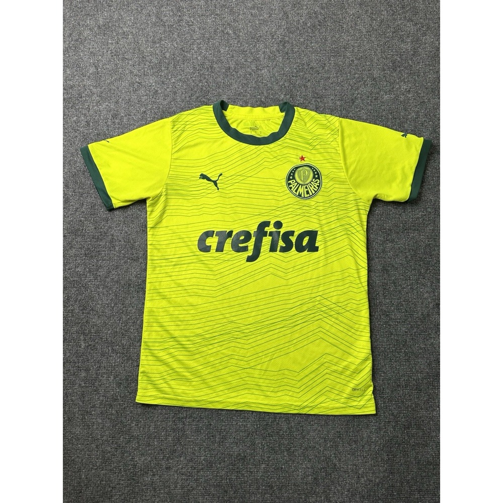 Mens Soccer Puma Palmeiras 2023 Green Yellow Jersey, Size M